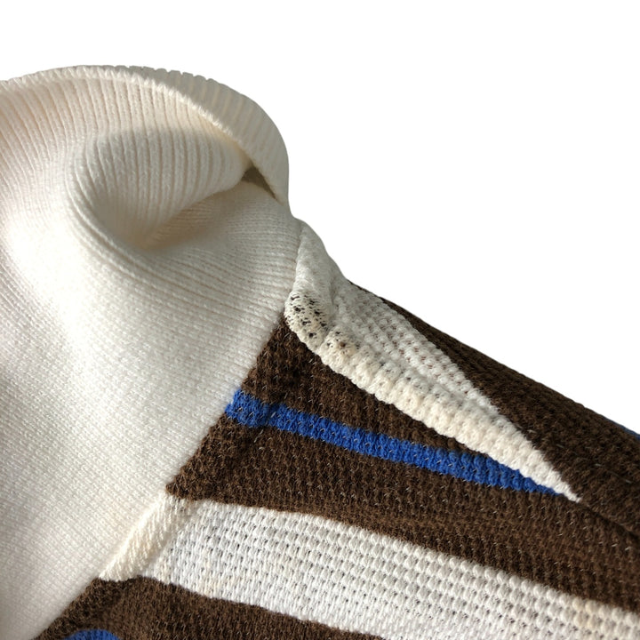 90'S Ralph Lauren POLO GOLF Multi-border short sleeve striped polo shirt Men's size L Vintage cotton white type Vintage Second Hand