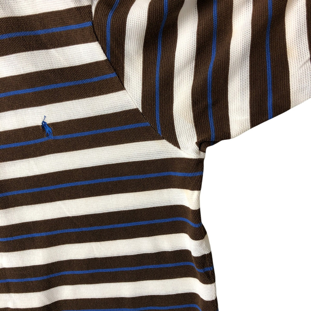 90'S Ralph Lauren POLO GOLF Multi-border short sleeve striped polo shirt Men's size L Vintage cotton white type Vintage Second Hand