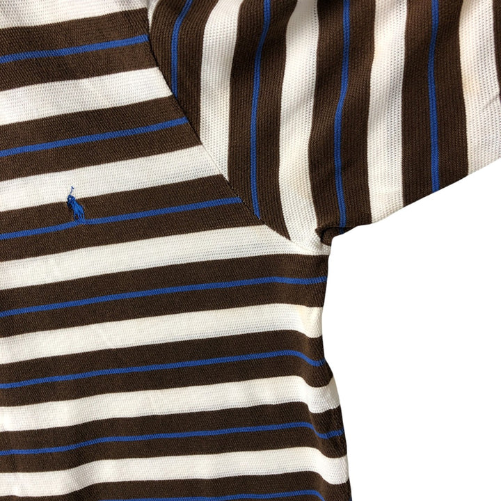 90'S Ralph Lauren POLO GOLF Multi-border short sleeve striped polo shirt Men's size L Vintage cotton white type Vintage Second Hand