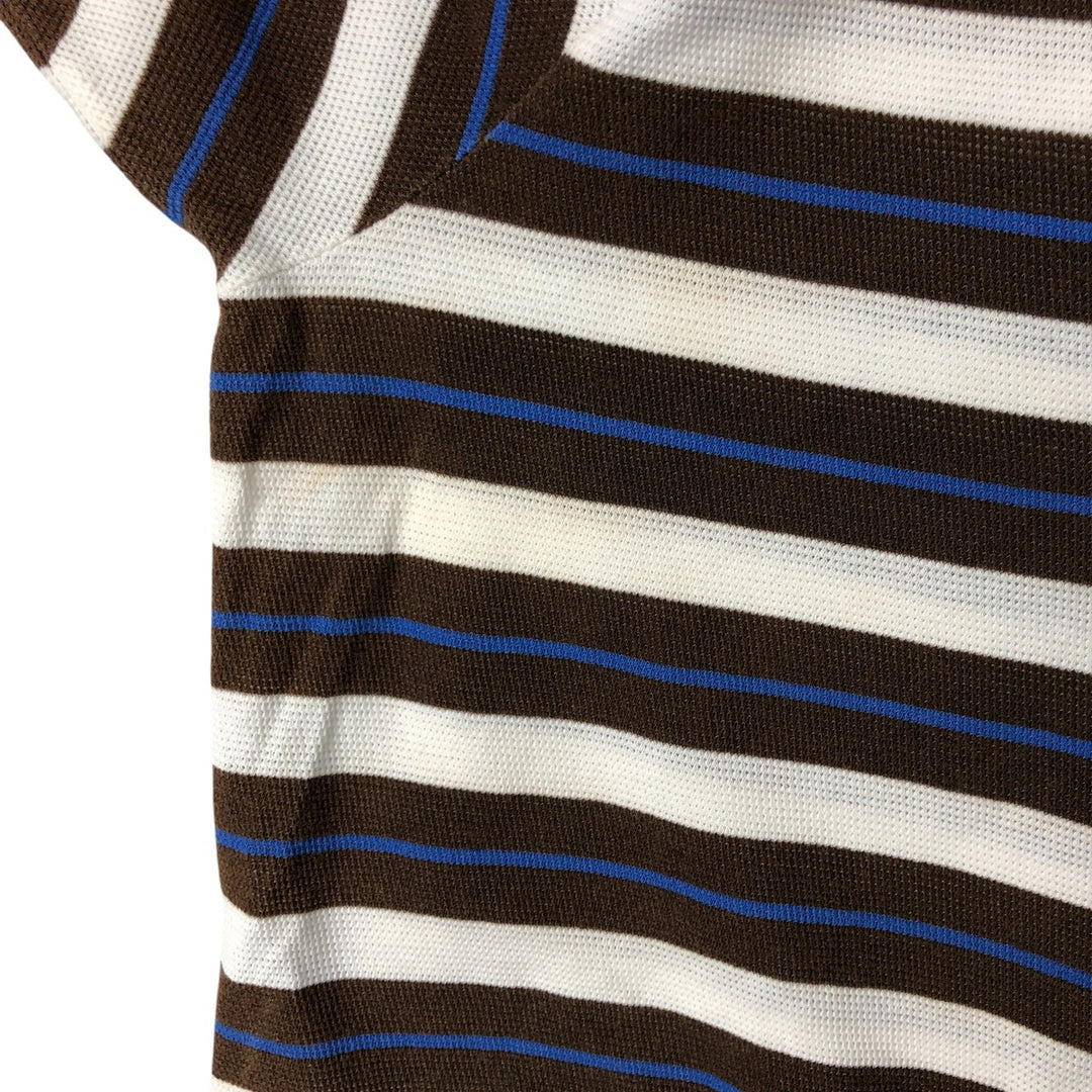 90'S Ralph Lauren POLO GOLF Multi-border short sleeve striped polo shirt Men's size L Vintage cotton white type Vintage Second Hand