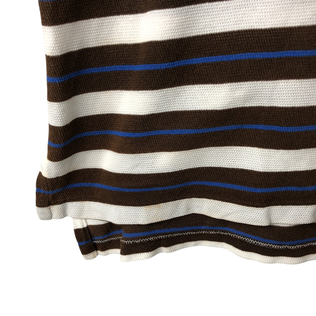 90'S Ralph Lauren POLO GOLF Multi-border short sleeve striped polo shirt Men's size L Vintage cotton white type Vintage Second Hand