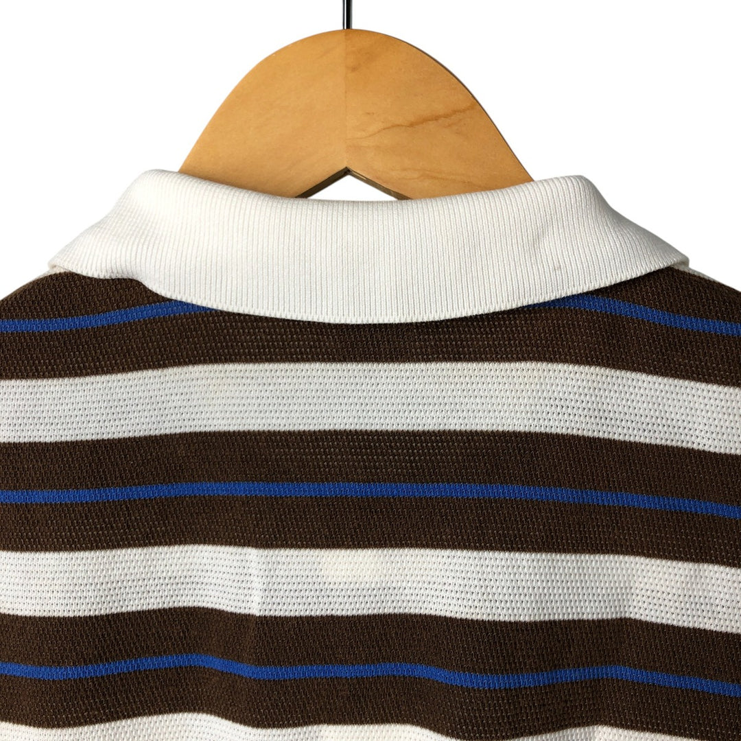 90'S Ralph Lauren POLO GOLF Multi-border short sleeve striped polo shirt Men's size L Vintage cotton white type Vintage Second Hand
