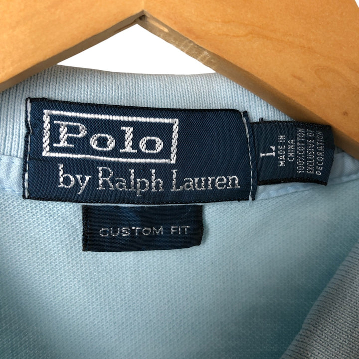 Ralph Lauren POLO by Ralph Lauren CUSTOM FIT Big Pony Short Sleeve Polo Shirt Men's L size cotton Blue type light blue Vintage Second Hand