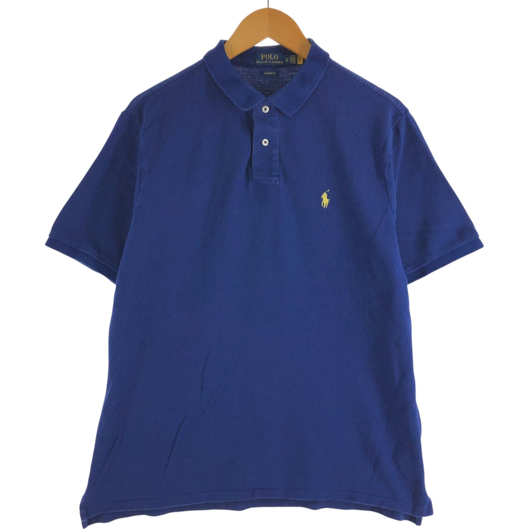 Ralph Lauren POLO RALPH LAUREN CLASSIC FIT short sleeve polo shirt men's XL equivalent cotton blue type Vintage Second Hand