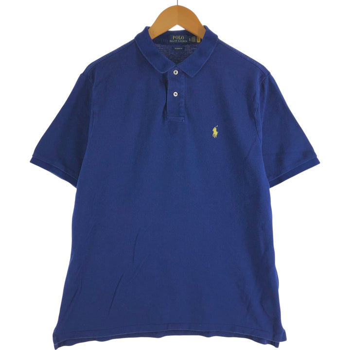 Ralph Lauren POLO RALPH LAUREN CLASSIC FIT short sleeve polo shirt men's XL equivalent cotton blue type Vintage Second Hand