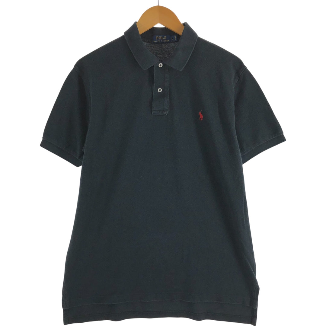 Ralph Lauren POLO RALPH LAUREN short sleeve polo shirt men's size L cotton black type Vintage Second Hand