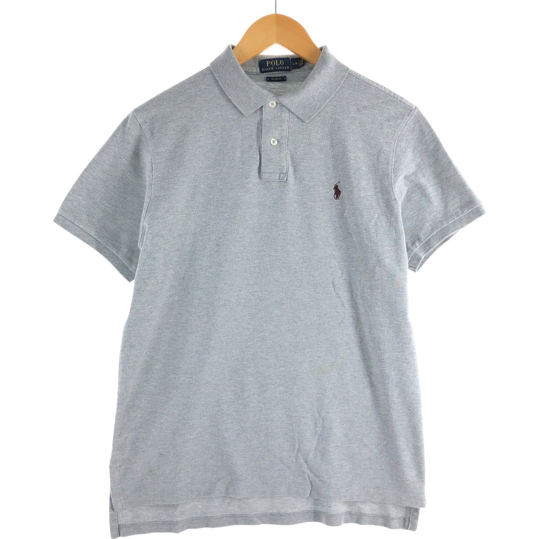 Ralph Lauren POLO RALPH LAUREN CUSTOM FIT short sleeve polo shirt men's size L cotton gray type Vintage Second Hand