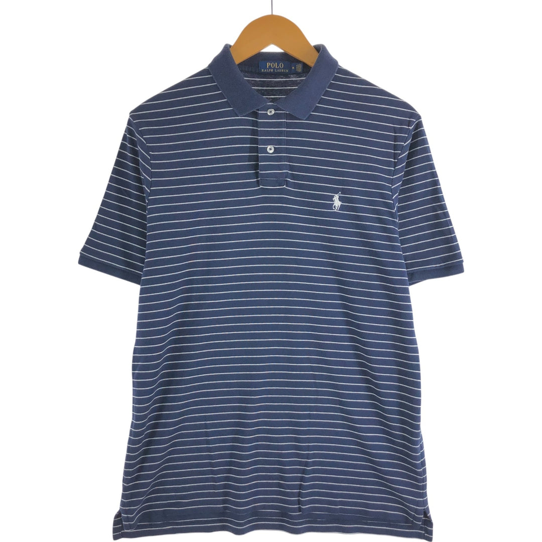 Ralph Lauren POLO RALPH LAUREN Short Sleeve Striped Polo Shirt Men's M cotton navy blue type Vintage Second Hand