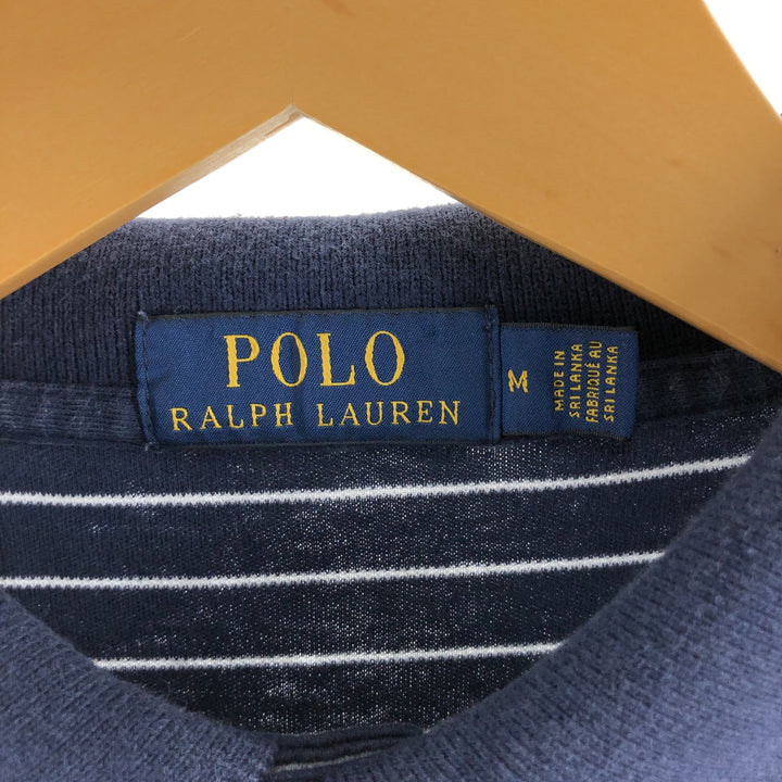 Ralph Lauren POLO RALPH LAUREN Short Sleeve Striped Polo Shirt Men's M cotton navy blue type Vintage Second Hand