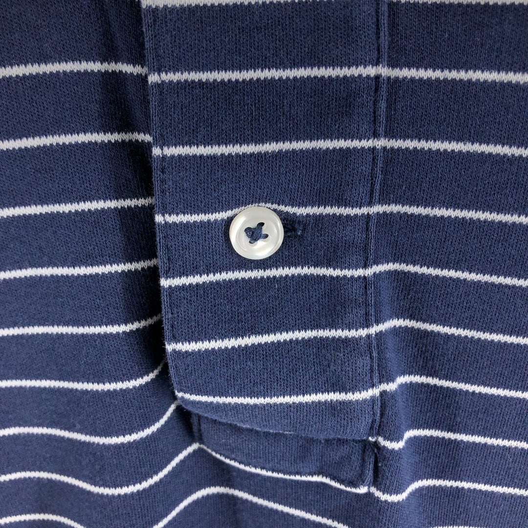 Ralph Lauren POLO RALPH LAUREN Short Sleeve Striped Polo Shirt Men's M cotton navy blue type Vintage Second Hand