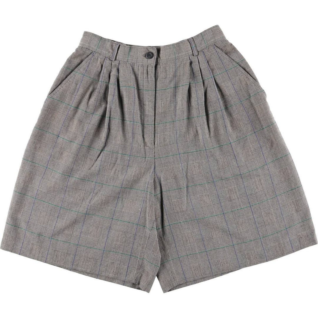 Karen Scott Gun Club Check Three-pleat Shorts, Women's L (w27) polyester black type Vintage Second Hand
