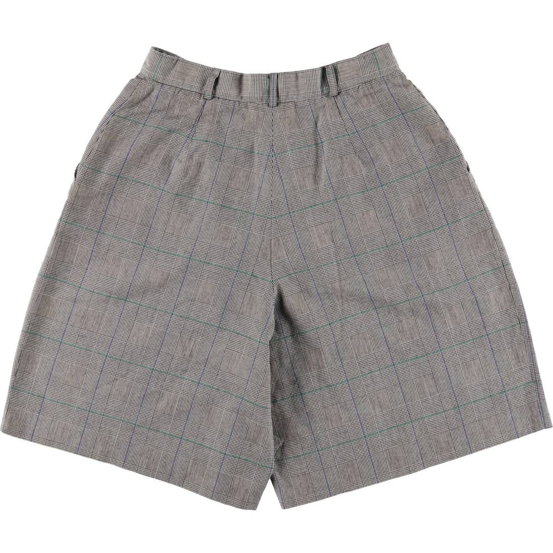 Karen Scott Gun Club Check Three-pleat Shorts, Women's L (w27) polyester black type Vintage Second Hand