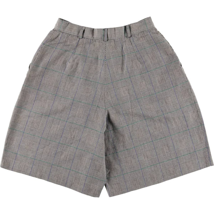 Karen Scott Gun Club Check Three-pleat Shorts, Women's L (w27) polyester black type Vintage Second Hand
