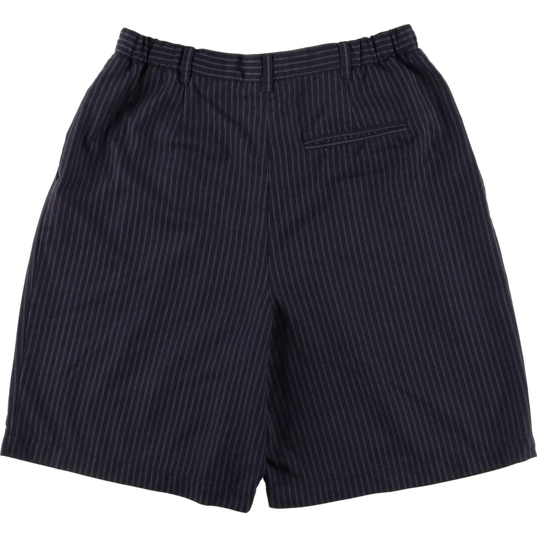 Karen Scott, KAREN SCOTT SPORT, Stripe Pattern, Two-pleat Shorts, Women's Size S polyester navy blue type Vintage Second Hand
