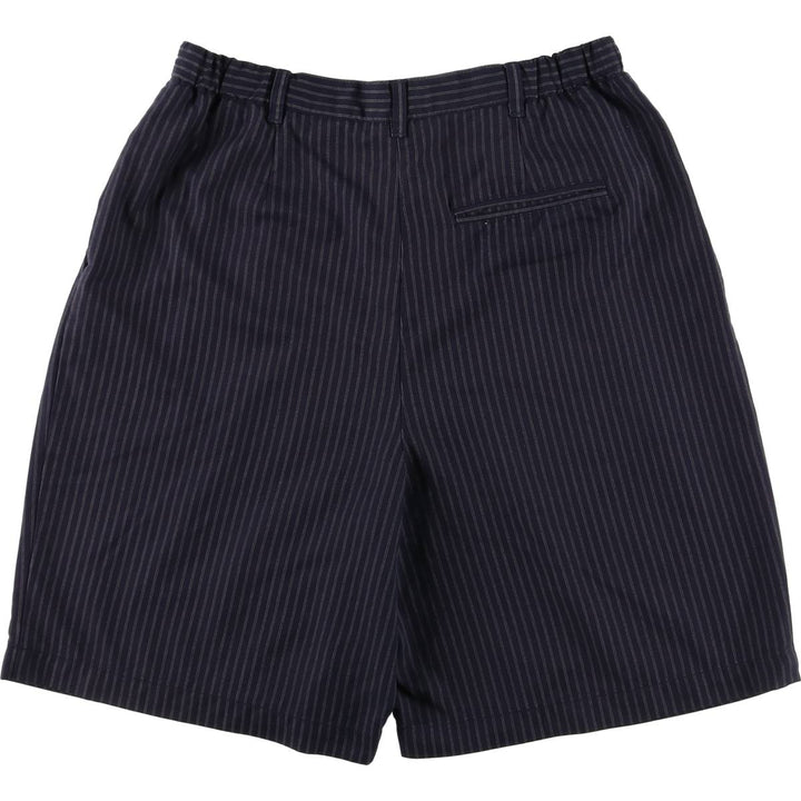 Karen Scott, KAREN SCOTT SPORT, Stripe Pattern, Two-pleat Shorts, Women's Size S polyester navy blue type Vintage Second Hand