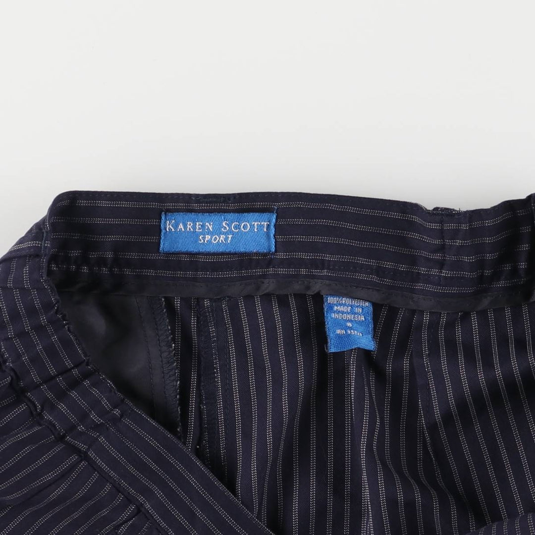 Karen Scott, KAREN SCOTT SPORT, Stripe Pattern, Two-pleat Shorts, Women's Size S polyester navy blue type Vintage Second Hand