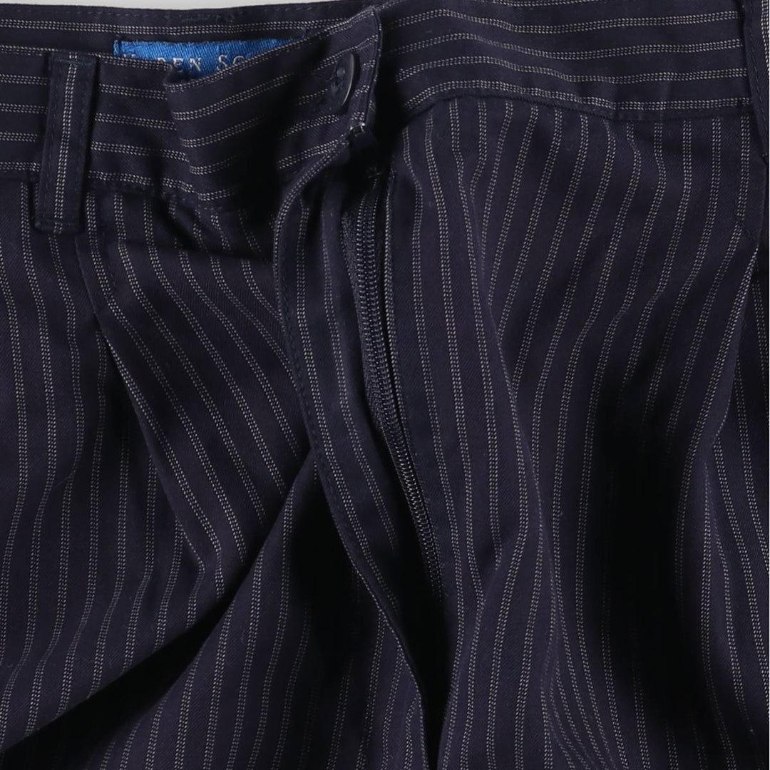 Karen Scott, KAREN SCOTT SPORT, Stripe Pattern, Two-pleat Shorts, Women's Size S polyester navy blue type Vintage Second Hand