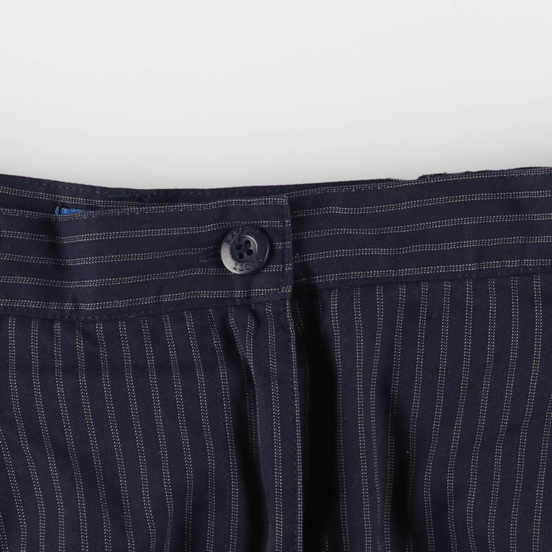Karen Scott, KAREN SCOTT SPORT, Stripe Pattern, Two-pleat Shorts, Women's Size S polyester navy blue type Vintage Second Hand