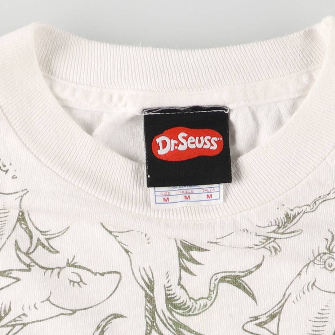 90'S Tennessee River Dr. Seuss Large Print Character Print T-Shirt Men's Medium Vintage cotton white type Vintage Second Hand