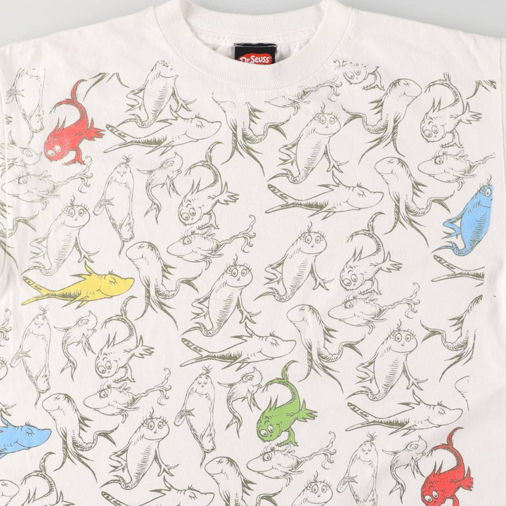 90'S Tennessee River Dr. Seuss Large Print Character Print T-Shirt Men's Medium Vintage cotton white type Vintage Second Hand