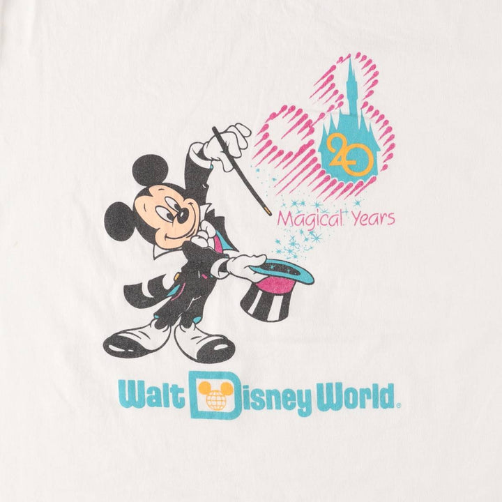 80'S Disney MICKEY MOUSE Mickey Mouse character print T-shirt made in USA, men's size L, vintage cotton white type Vintage Second Hand