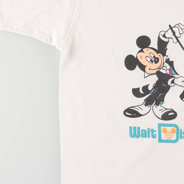 80'S Disney MICKEY MOUSE Mickey Mouse character print T-shirt made in USA, men's size L, vintage cotton white type Vintage Second Hand
