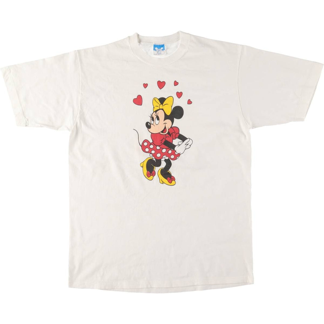 90'S Disney Minnie Mouse Character Print T-Shirt Made in USA Men's XL Vintage cotton white type Vintage Second Hand