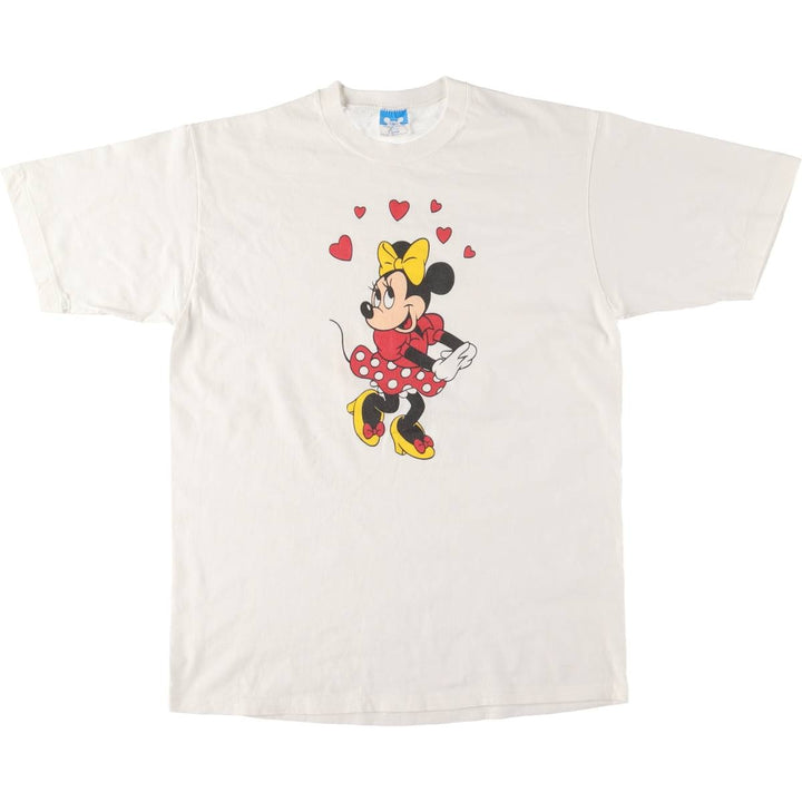 90'S Disney Minnie Mouse Character Print T-Shirt Made in USA Men's XL Vintage cotton white type Vintage Second Hand