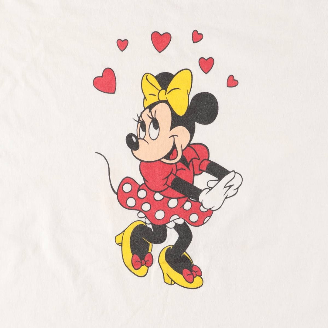 90'S Disney Minnie Mouse Character Print T-Shirt Made in USA Men's XL Vintage cotton white type Vintage Second Hand