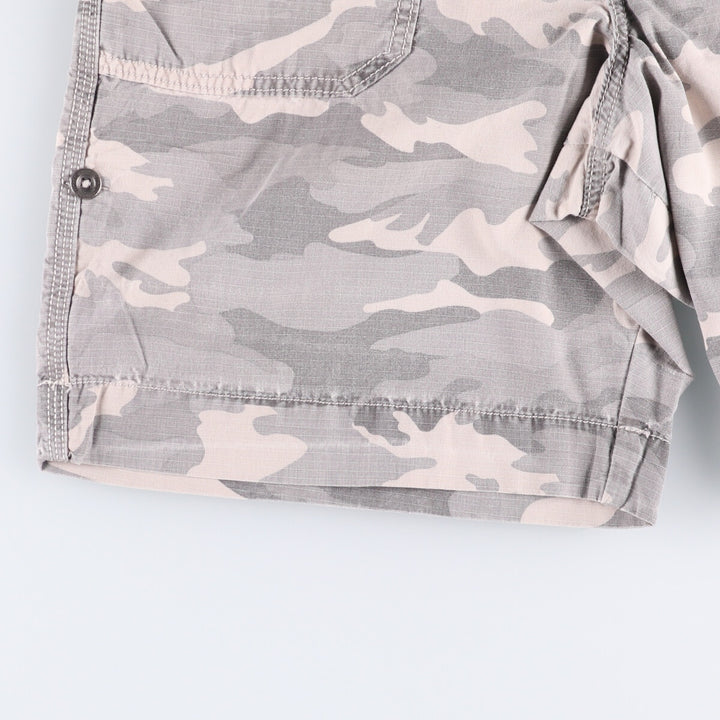 Carhartt Relaxed Fit Camouflage Pattern Woodland Camo Ripstop Work Shorts Shorts Women's XL (w33) cotton gray type Vintage Second Hand