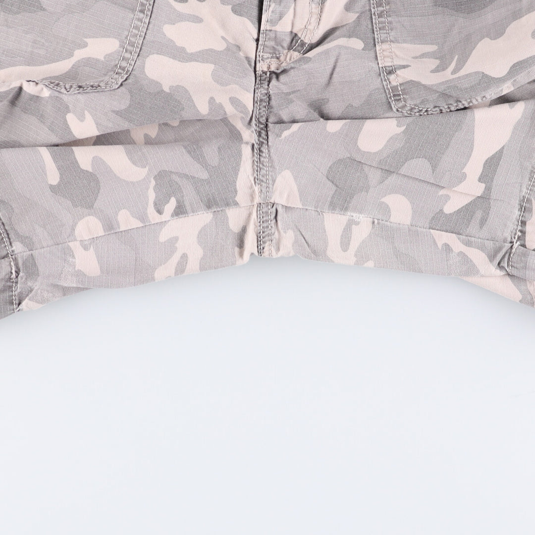 Carhartt Relaxed Fit Camouflage Pattern Woodland Camo Ripstop Work Shorts Shorts Women's XL (w33) cotton gray type Vintage Second Hand