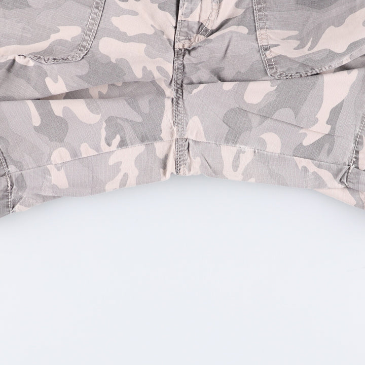Carhartt Relaxed Fit Camouflage Pattern Woodland Camo Ripstop Work Shorts Shorts Women's XL (w33) cotton gray type Vintage Second Hand