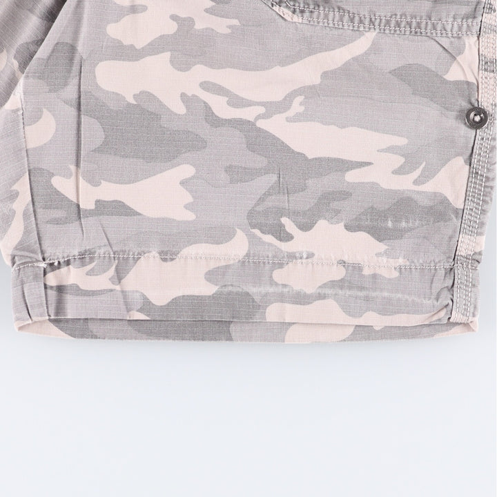 Carhartt Relaxed Fit Camouflage Pattern Woodland Camo Ripstop Work Shorts Shorts Women's XL (w33) cotton gray type Vintage Second Hand