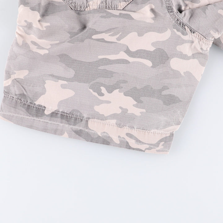Carhartt Relaxed Fit Camouflage Pattern Woodland Camo Ripstop Work Shorts Shorts Women's XL (w33) cotton gray type Vintage Second Hand