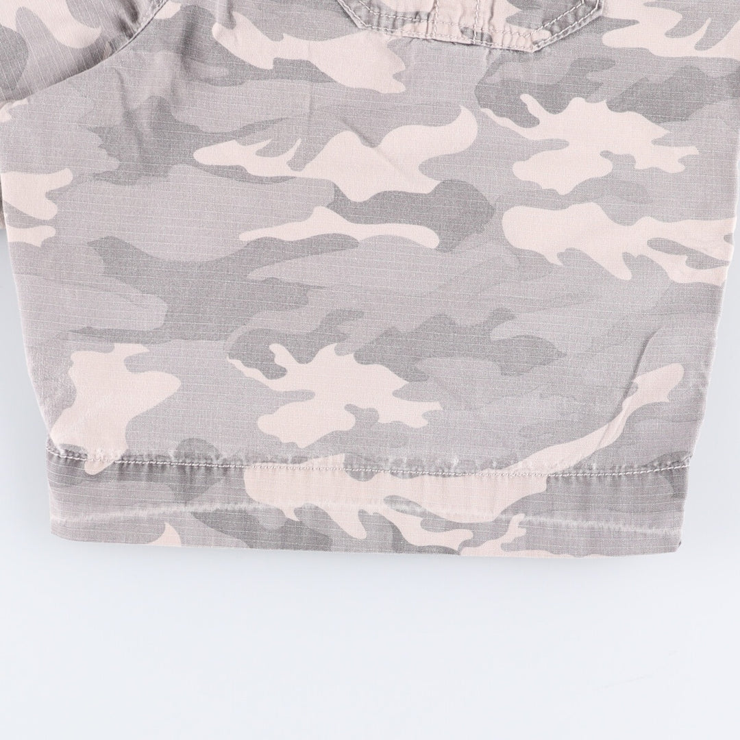 Carhartt Relaxed Fit Camouflage Pattern Woodland Camo Ripstop Work Shorts Shorts Women's XL (w33) cotton gray type Vintage Second Hand