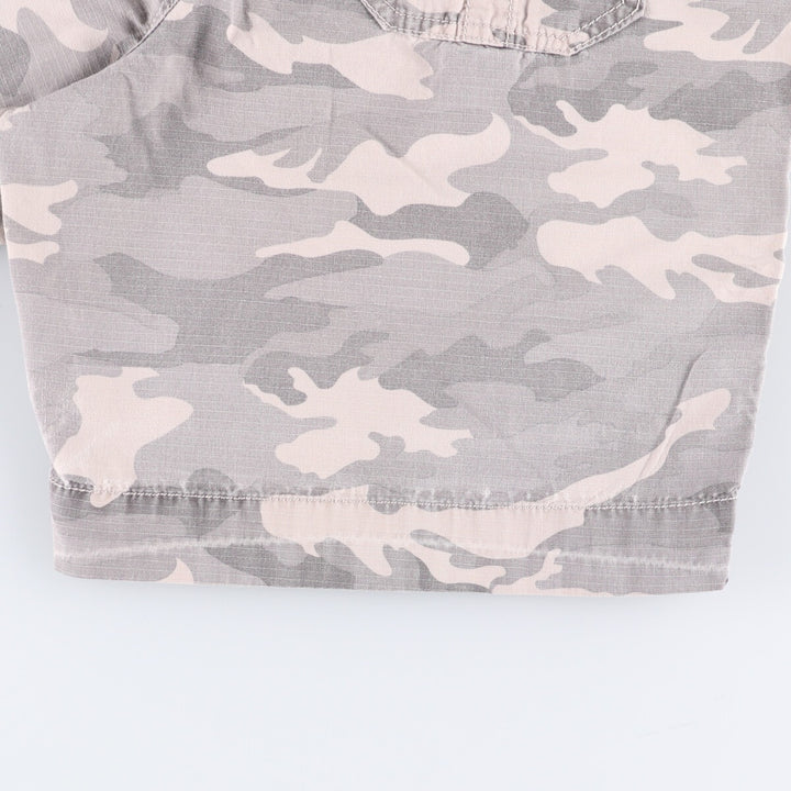 Carhartt Relaxed Fit Camouflage Pattern Woodland Camo Ripstop Work Shorts Shorts Women's XL (w33) cotton gray type Vintage Second Hand
