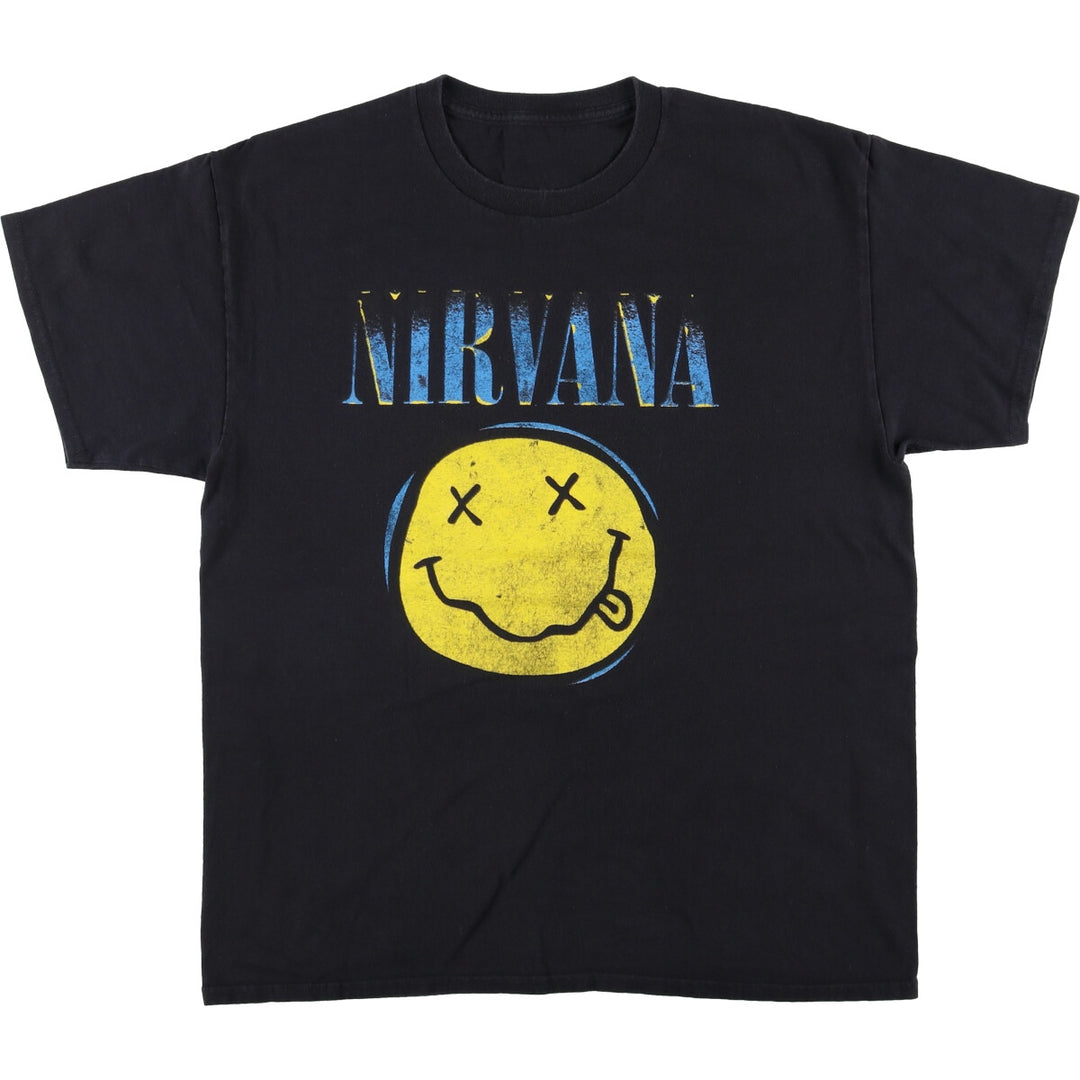 NIRVANA Nirvana Band T-shirt, Band T, Men's L size unclear black type Vintage Second Hand