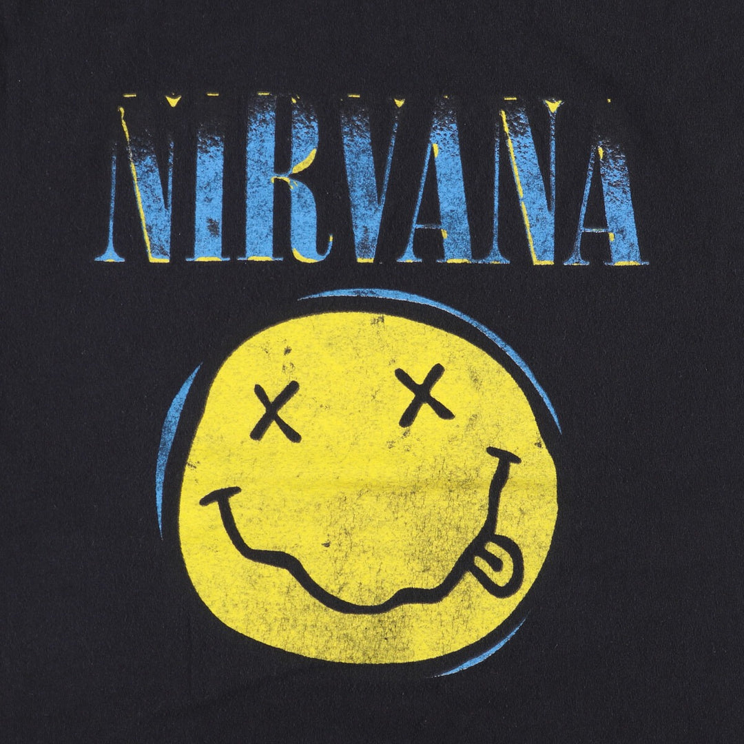 NIRVANA Nirvana Band T-shirt, Band T, Men's L size unclear black type Vintage Second Hand
