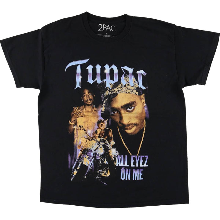 2pac Rap T-shirt, Men's L size cotton black type Vintage Second Hand