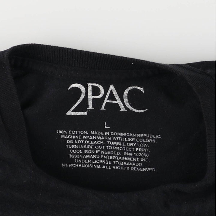 2pac Rap T-shirt, Men's L size cotton black type Vintage Second Hand