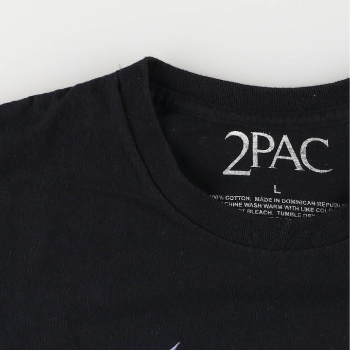 2pac Rap T-shirt, Men's L size cotton black type Vintage Second Hand