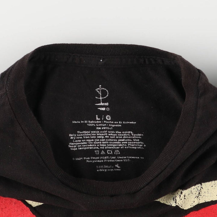 PINK FLOYD Pink Floyd Band T-shirt Band T Men's L size cotton black type Vintage Second Hand