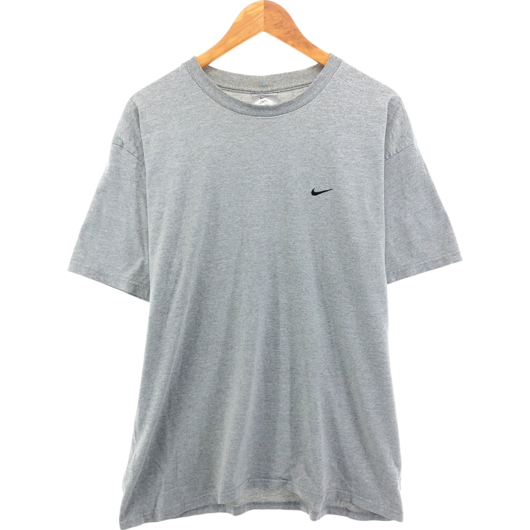 00'S Nike logo embroidered one-point logo T-shirt, men's size L cotton gray type Vintage Second Hand