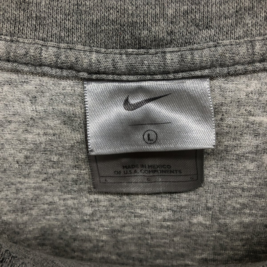 00'S Nike logo embroidered one-point logo T-shirt, men's size L cotton gray type Vintage Second Hand