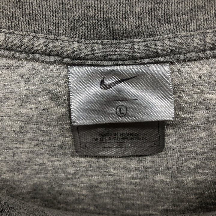 00'S Nike logo embroidered one-point logo T-shirt, men's size L cotton gray type Vintage Second Hand