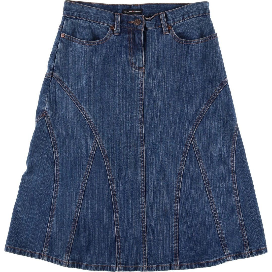 NEW YORK and COMRANY denim half-length A-line skirt, women's size L cotton blue type Vintage Second Hand