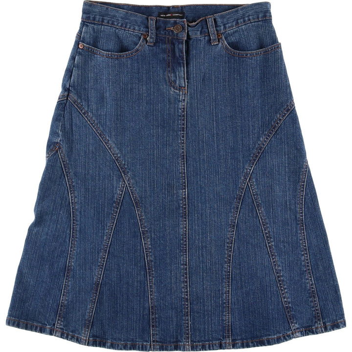 NEW YORK and COMRANY denim half-length A-line skirt, women's size L cotton blue type Vintage Second Hand