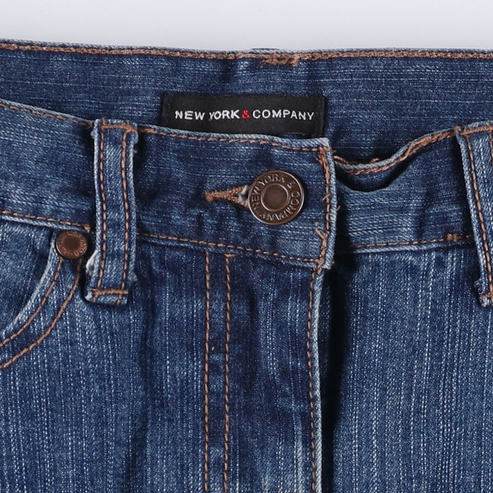 NEW YORK and COMRANY denim half-length A-line skirt, women's size L cotton blue type Vintage Second Hand