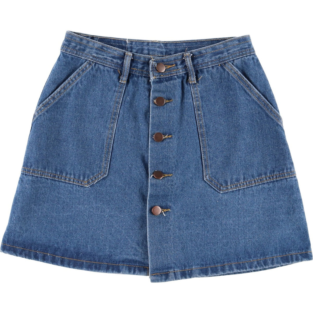 Open front denim trapezoid mini skirt for women, size M cotton blue type Vintage Second Hand