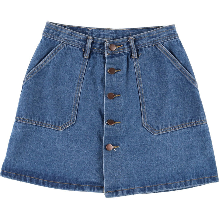 Open front denim trapezoid mini skirt for women, size M cotton blue type Vintage Second Hand